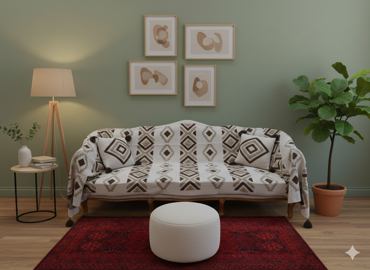 شال مبل پانچ طوسی سه متری