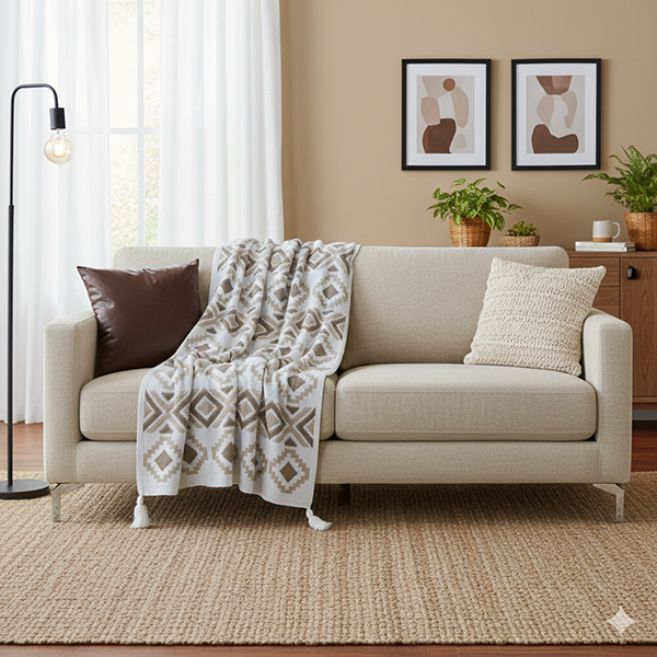 شال مبل پانچ نسکافهای روی مبل