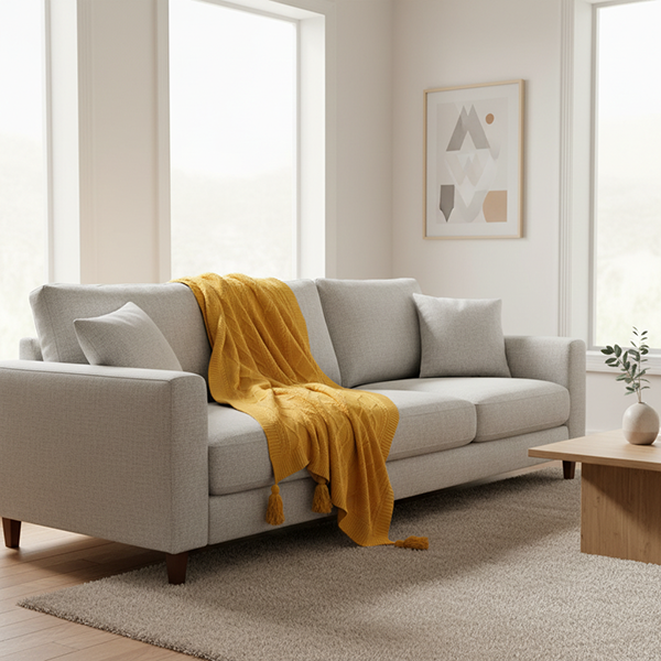 شال مبل دیانا خردلی روی مبل