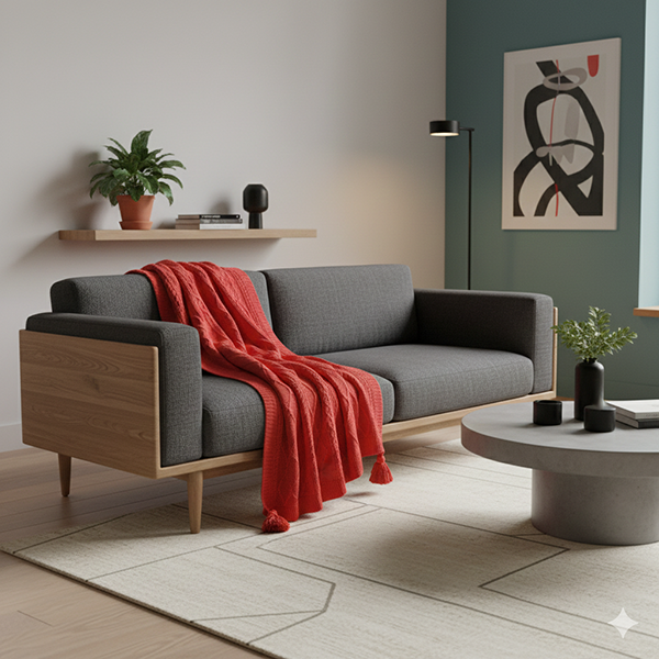 شال مبل دیانا قرمز روی مبل