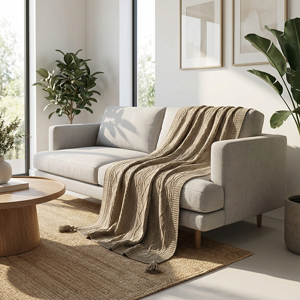 شال مبل دیانا کرم چرک روی مبل