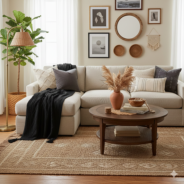 شال مبل دیانا مشکی روی مبل