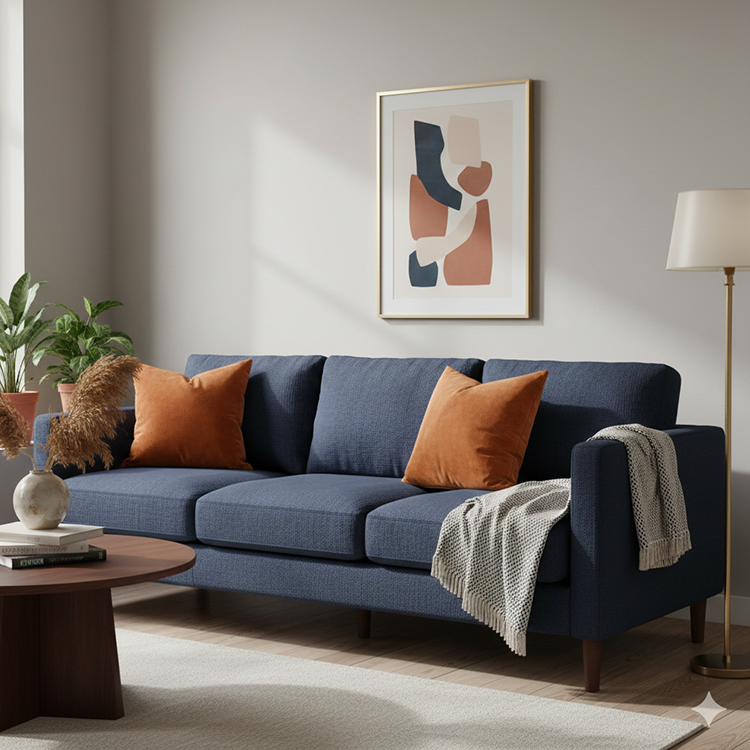 کوسن مخمل آجری روی مبل