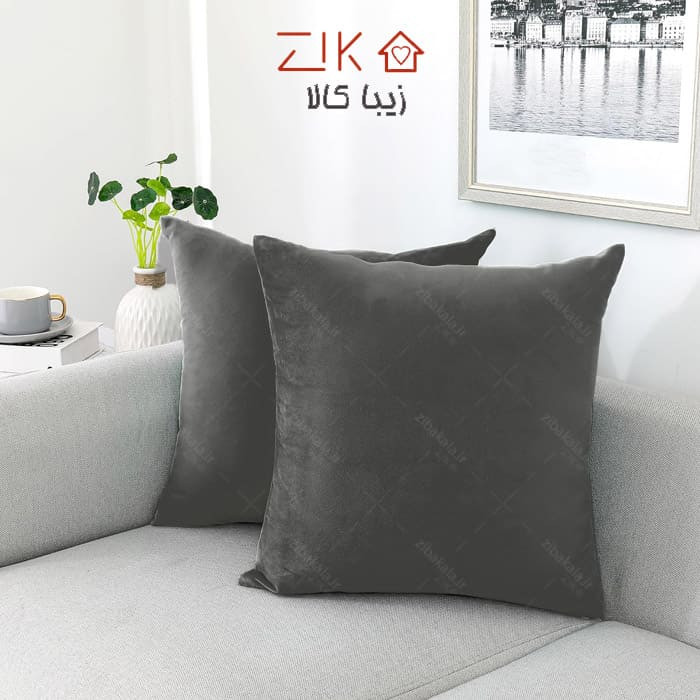 کوسن مخمل طوسی تیره