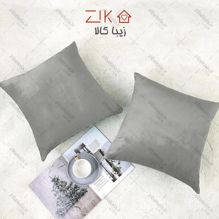 کوسن مخمل طوسی روشن