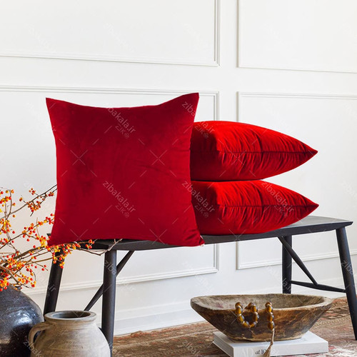 کوسن مخمل زرشکی 3عددی