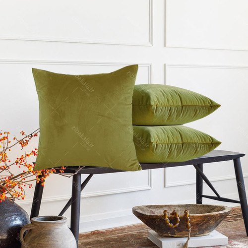 کوسن مخمل زیتونی 3عددی