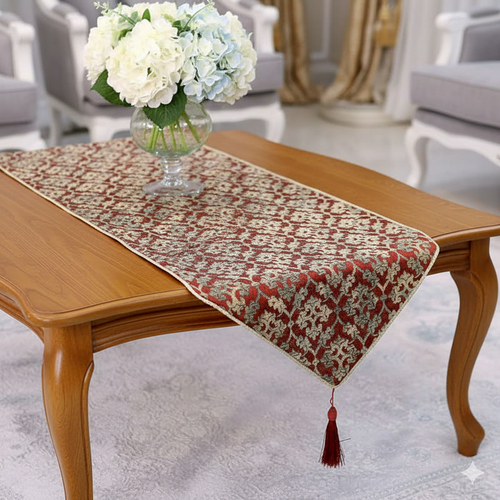 رومیزی رنگ قرمز طرح خاتون