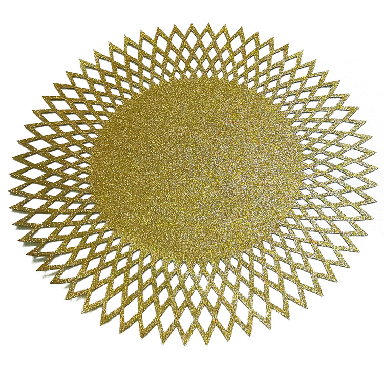 رومیزی چرم اکلیلی طرح خورشید رنگ بژ