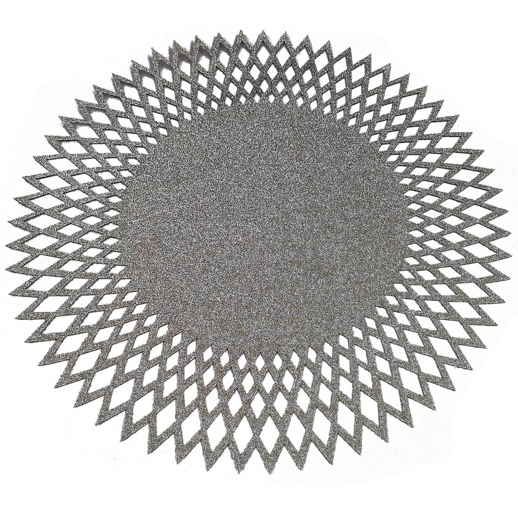 رومیزی چرم اکلیلی طرح خورشید رنگ نقره ای