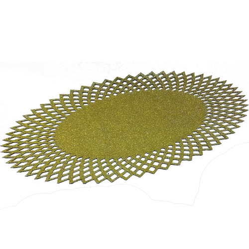 رومیزی چرم اکلیلی طرح آفتاب رانری رنگ بژ