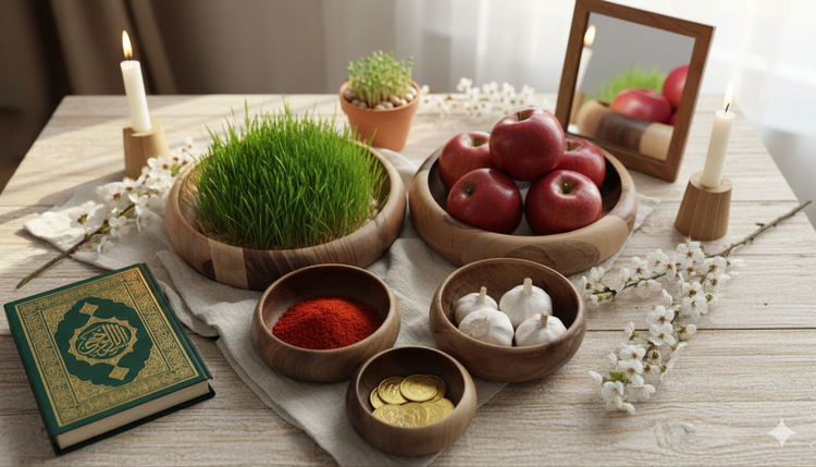 هفت سین ظروف چوبی